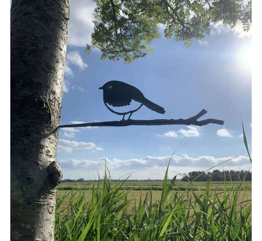 Metalen Vogel - Roodborstje - Boomsteker - Cortenstaal