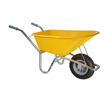 Hummer Kruiwagen 100 liter Bouw - Metalen frame - Gele Kunststof bak