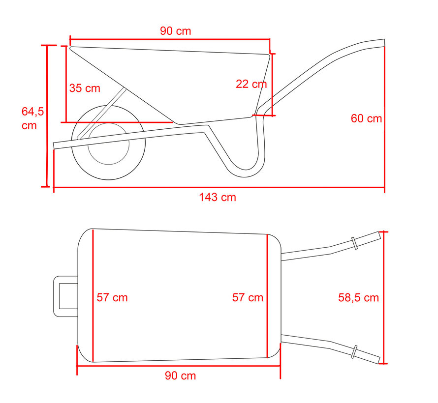 Kruiwagen 85 liter Klus - Groen frame - Metalen bak