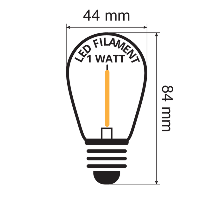LED dubbel filament lamp - Prikkabel - Warm wit - 2 watt