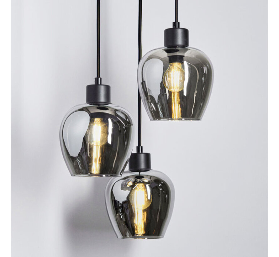 Design hanglamp - Smoke Glas - 3-lichts - Kansas
