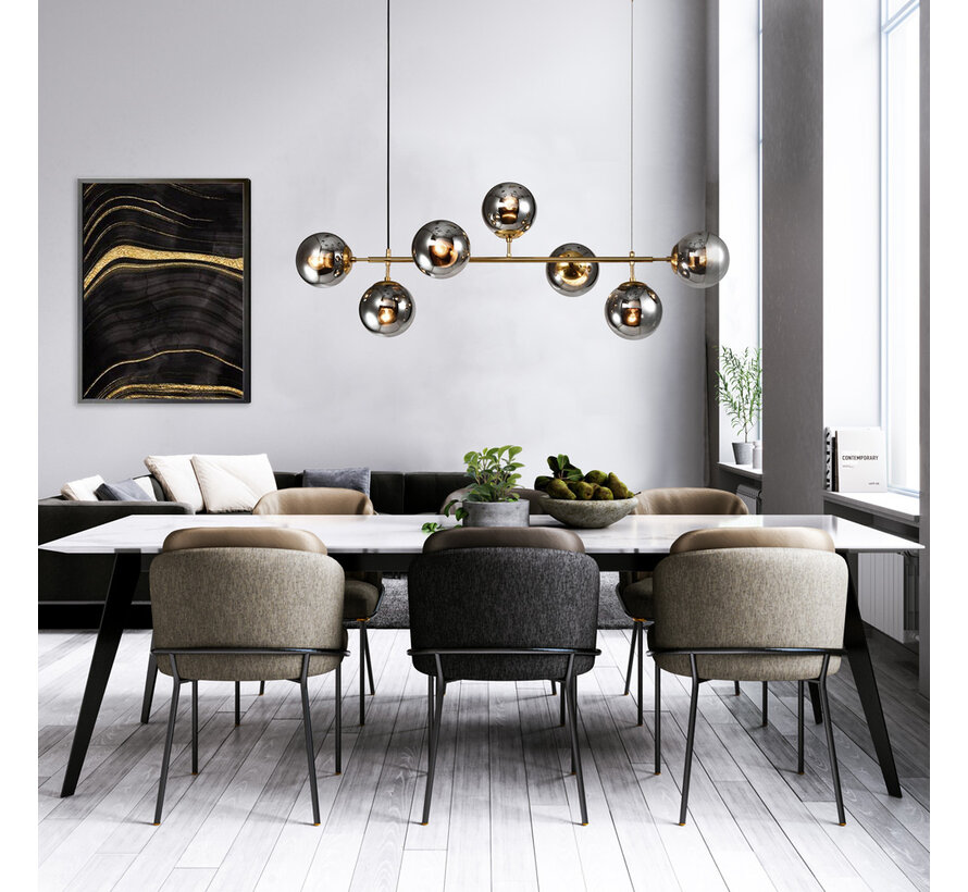Design Hanglamp Hepta - Smoke glazen bollen