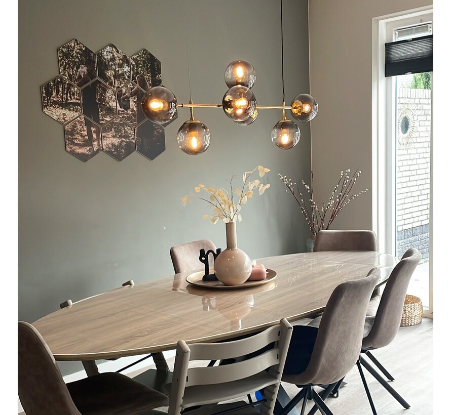Design Hanglamp Hepta - Smoke glazen bollen
