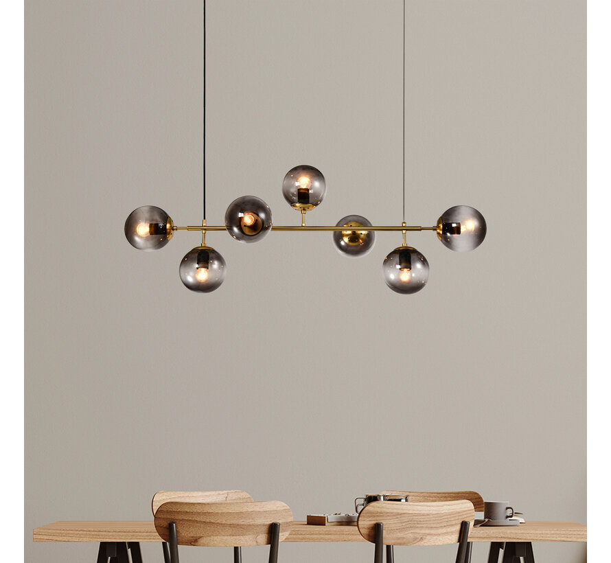 Design Hanglamp Hepta - Smoke glazen bollen