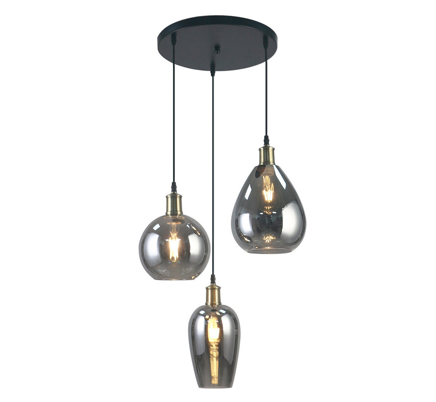 Hanglamp Verona - Design 3 lichts - Smoke glas