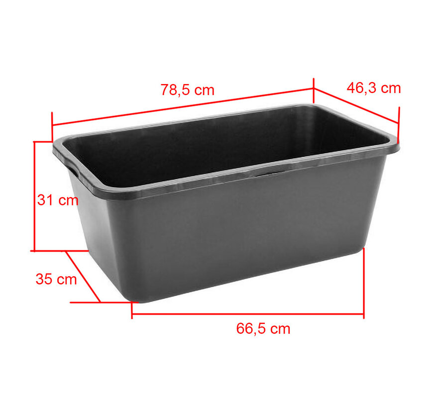 Rechthoek kuip 90 liter - 78 x 46 x 30 cm