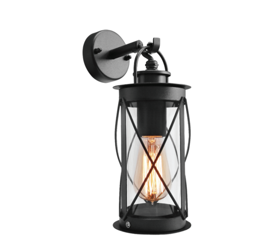 Wandlamp Alicia - Industriële muurlamp - Zwart RVS