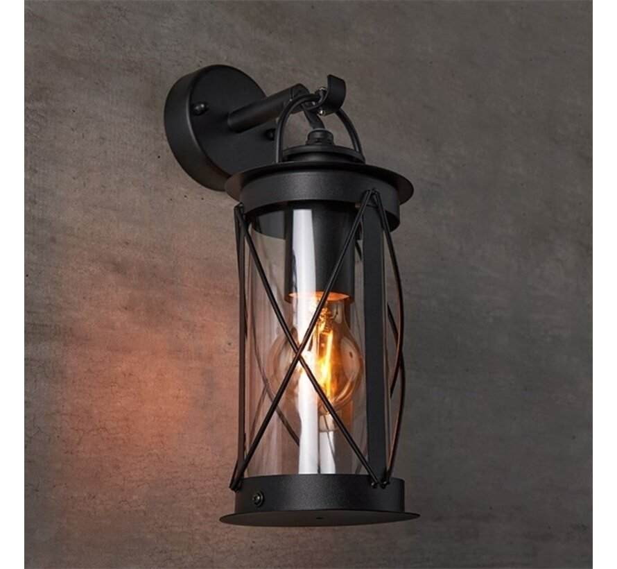 Wandlamp Alicia - Industriële muurlamp - Zwart RVS