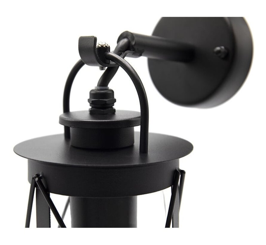 Wandlamp Alicia - Industriële muurlamp - Zwart RVS