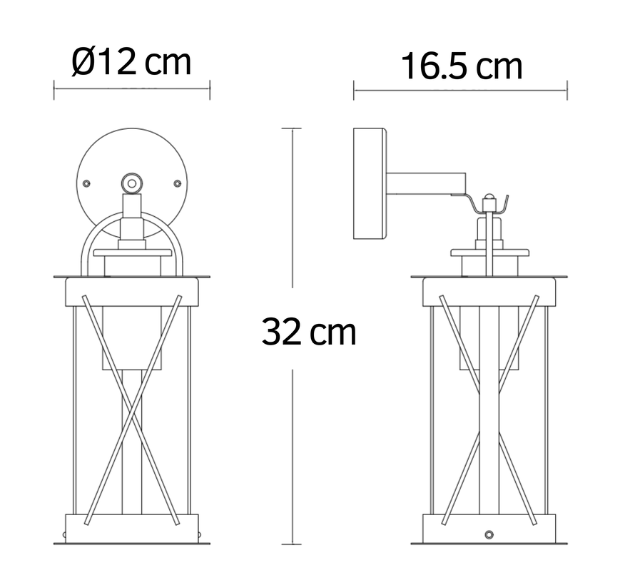 Wandlamp Alicia - Industriële muurlamp - Zwart RVS