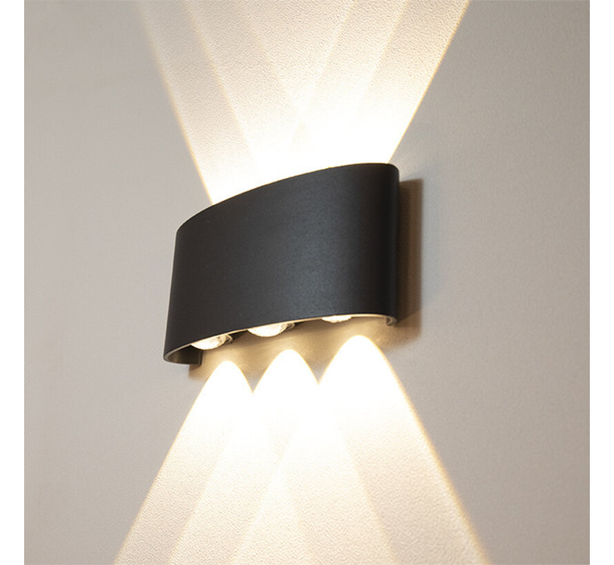 Wandlamp Sena - buiten - 6x 1W lampen - Antraciet
