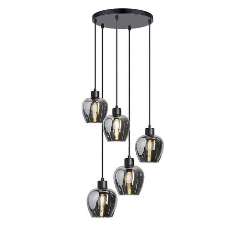 LumenXL Design Hanglamp - Smoke Glas - 5-lichts - Glendale