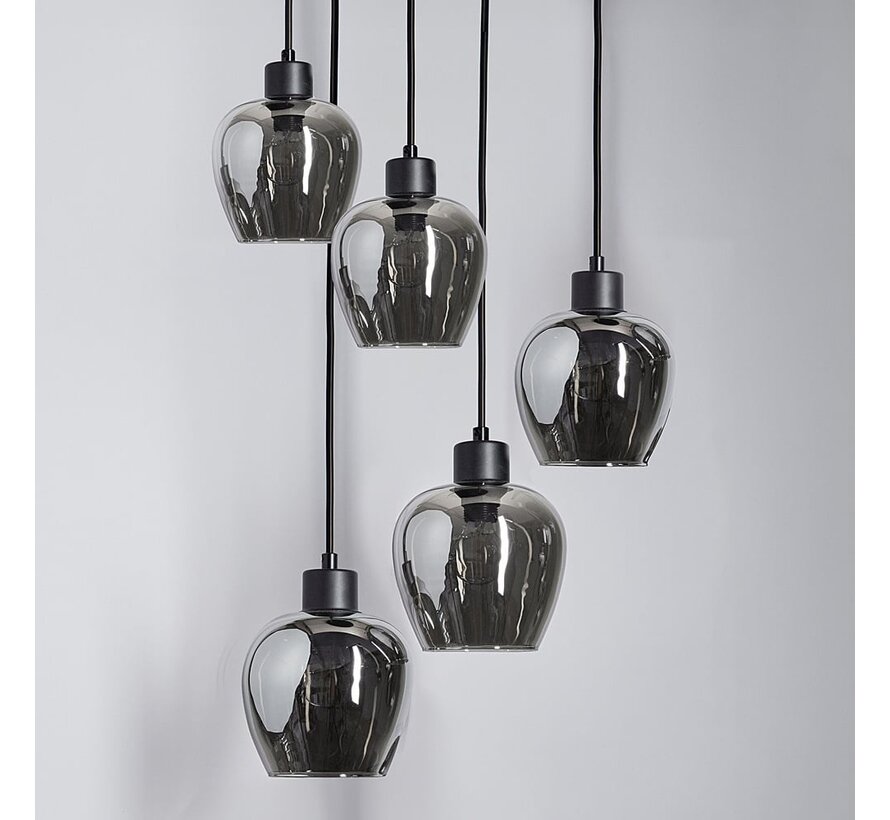 Design Hanglamp - Smoke Glas - 5-lichts - Glendale