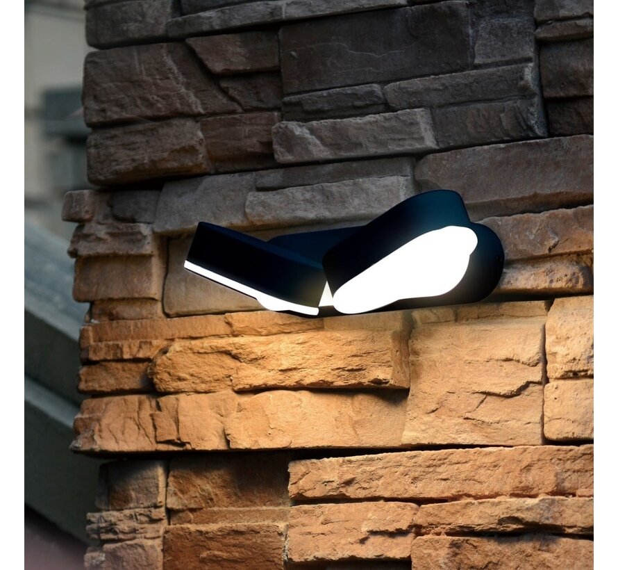 Verstelbare wandlamp Stan - buiten 2-lichts - Zwart