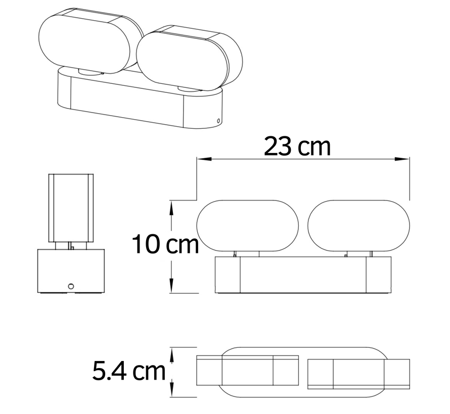 Verstelbare wandlamp Stan - buiten 2-lichts - Zwart