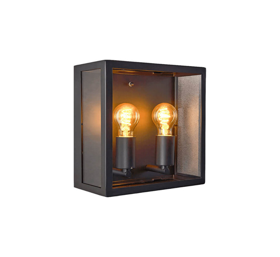 Wandlamp Gabriella - Buitenlamp RVS - Industrieel zwart