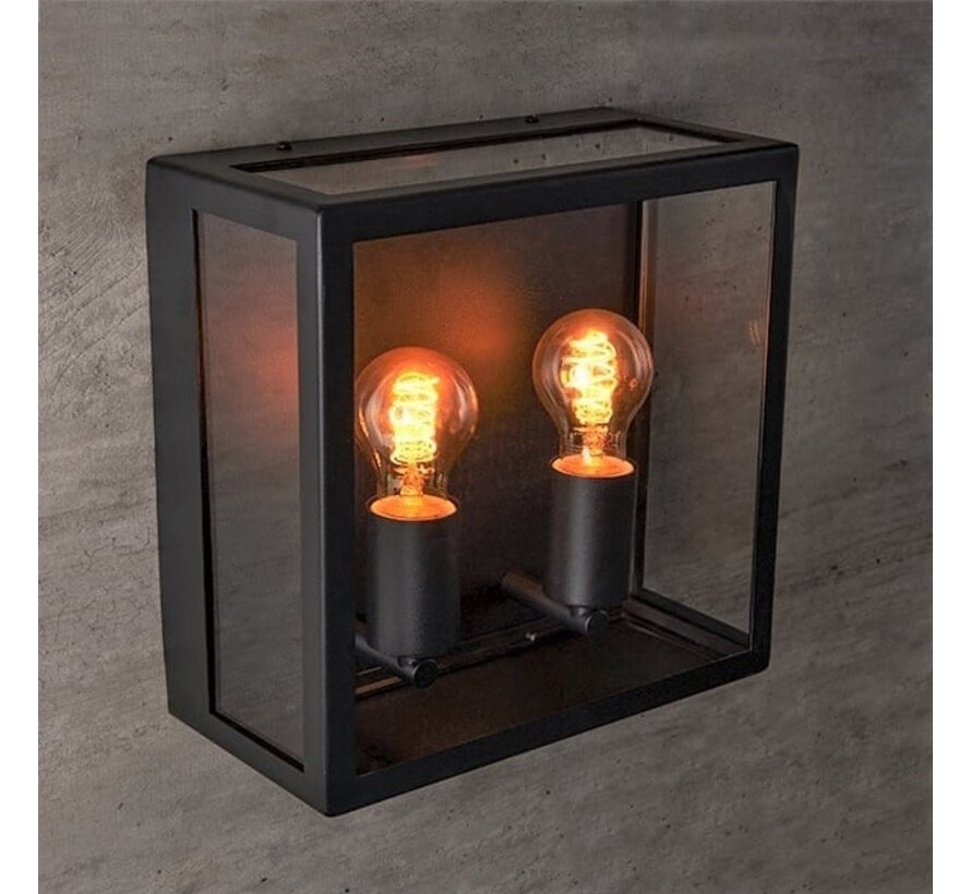 Wandlamp Gabriella - Buitenlamp RVS - Industrieel zwart