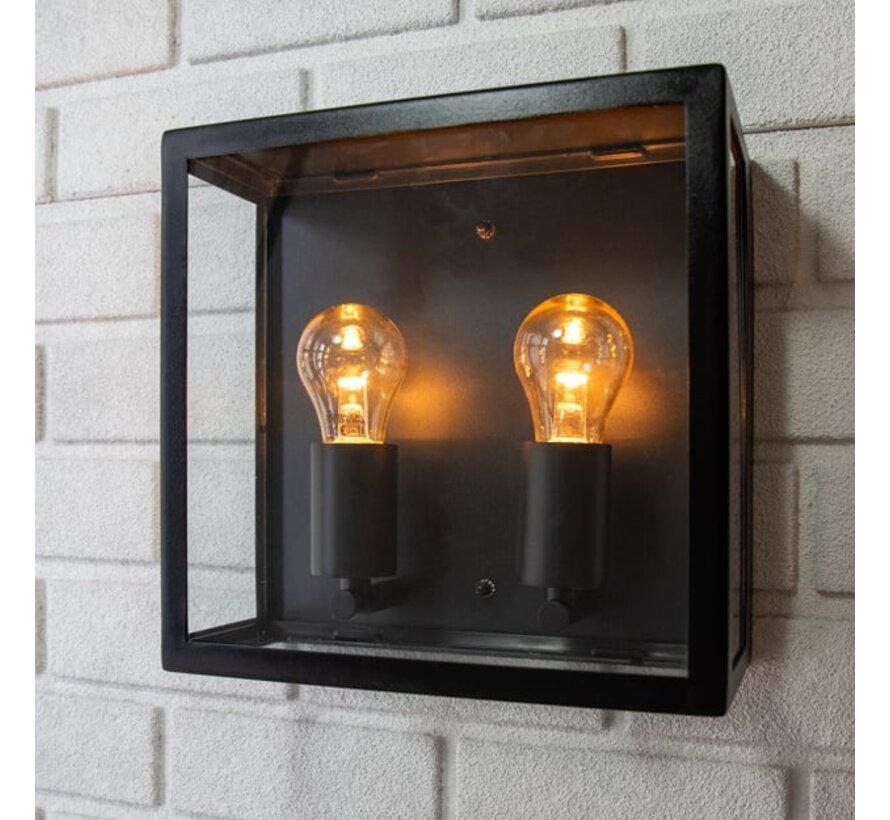 Wandlamp Gabriella - Buitenlamp RVS - Industrieel zwart