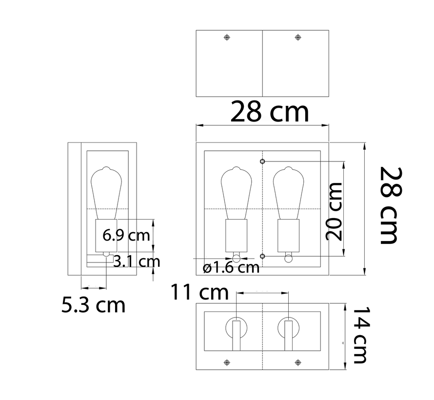 Wandlamp Gabriella - Buitenlamp RVS - Industrieel zwart