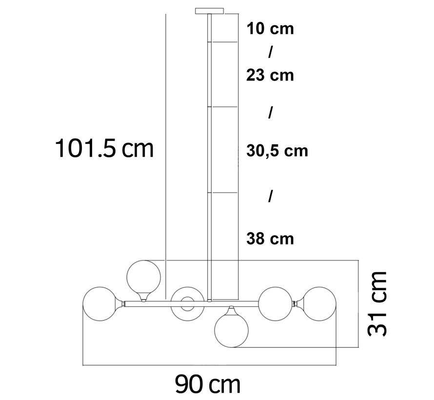 Design plafondlamp Aster - 6-lichts - G9 fitting