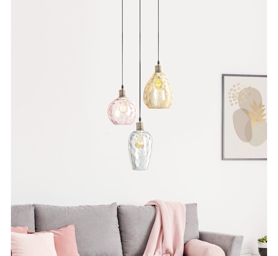 Hanglamp Verona - Design 3 lichts - 3 kleuren glas