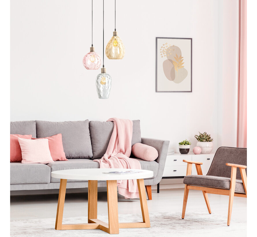Hanglamp Verona - Design 3 lichts - 3 kleuren glas
