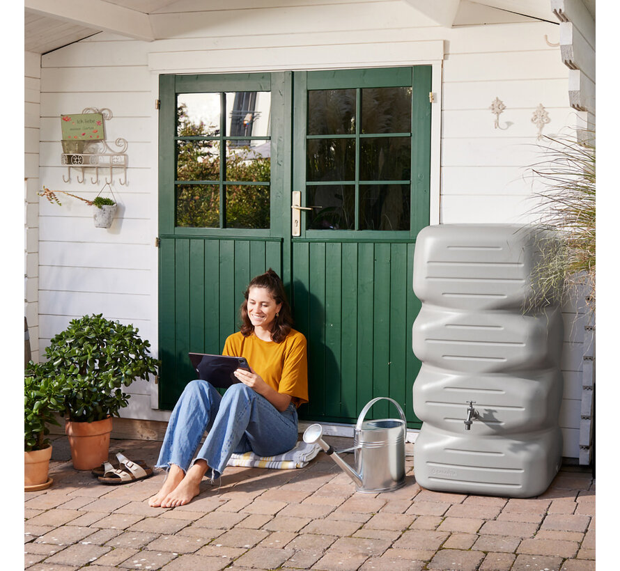 Regenton Cubus - 340 liter - Betongrijs