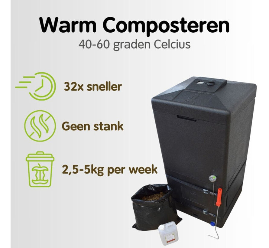 Compostvat Hotbin - Mini 100 liter - 32x sneller - Warm composteren