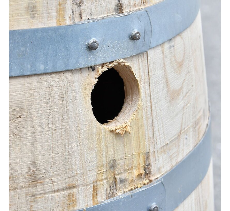Houten Regenton - 150 Liter Kastanje + Chromen kraan + Handvat