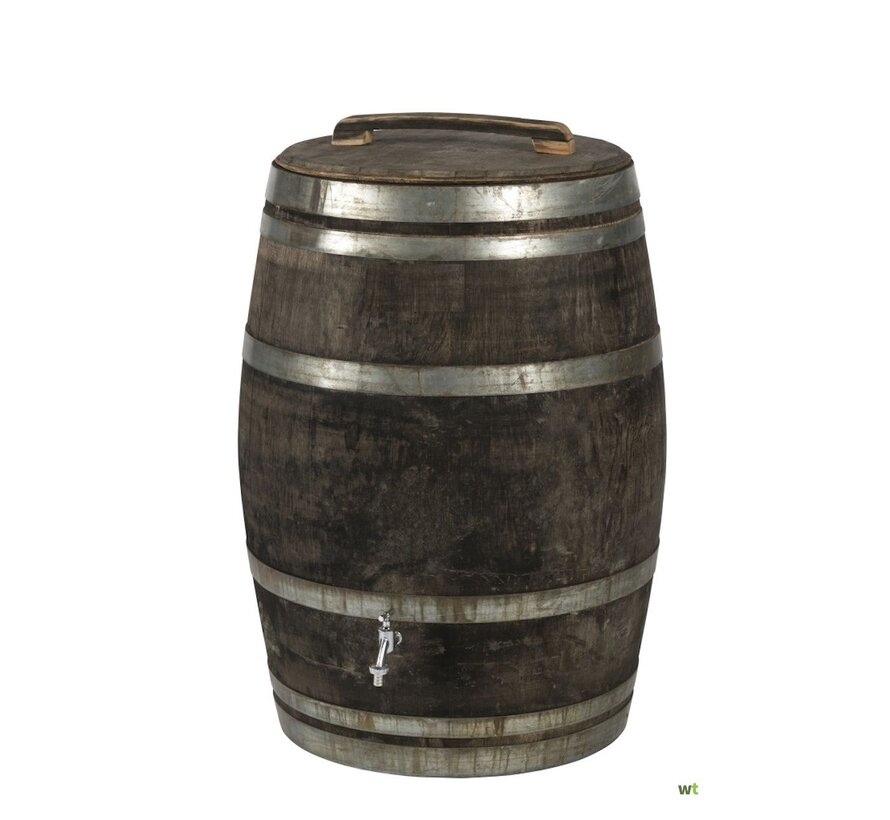 Houten regenton 225 liter - Grijs - Met deksel