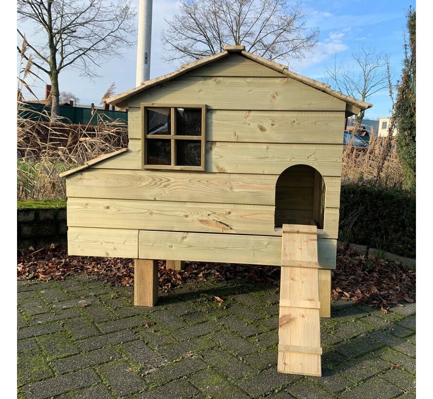 Glorenza kippenhok - Henri - 127 x 73 x 110 cm - Grenen hout