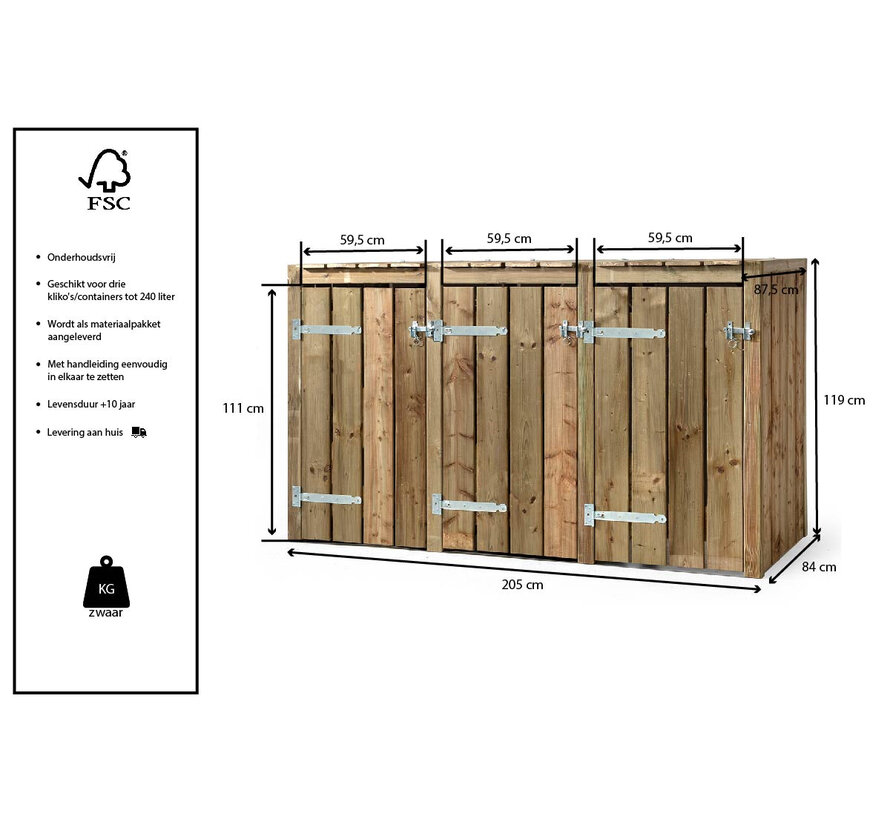 Volente Kliko ombouw - Grenen hout - 5 maten