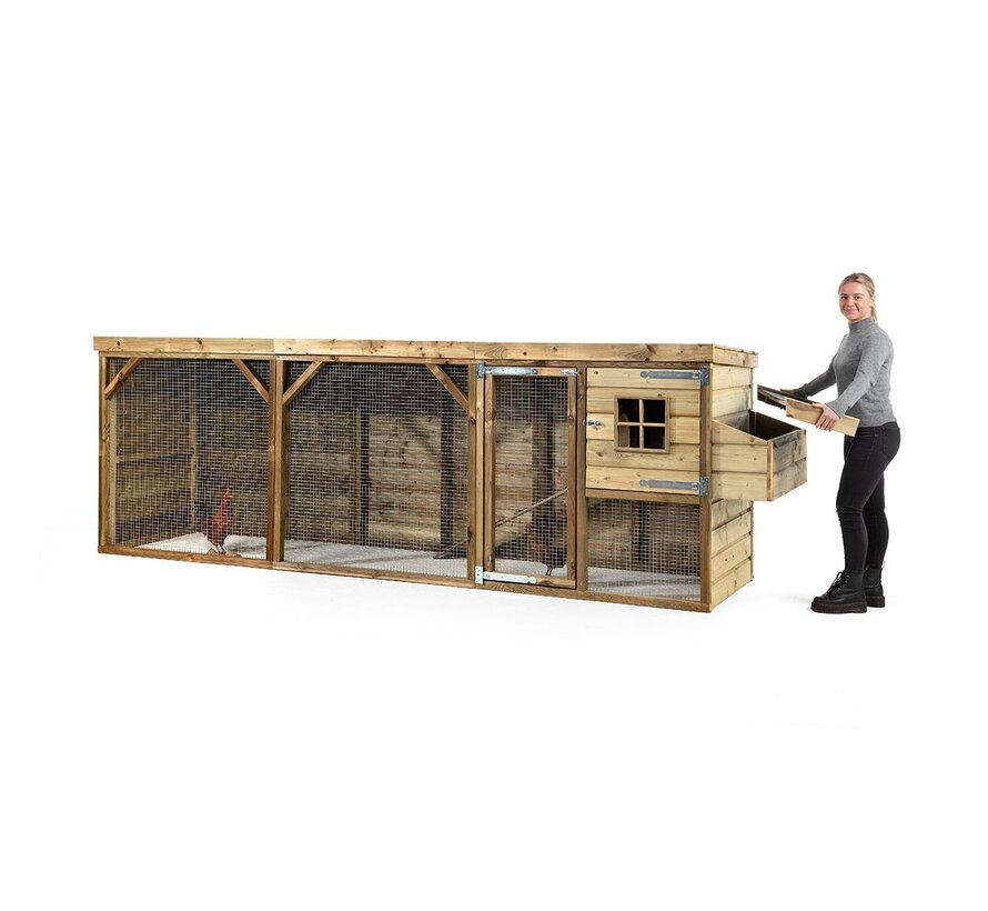 Glorenza kippenhok - Toby - 393 x 95 x 124 cm - Scharrelruimte