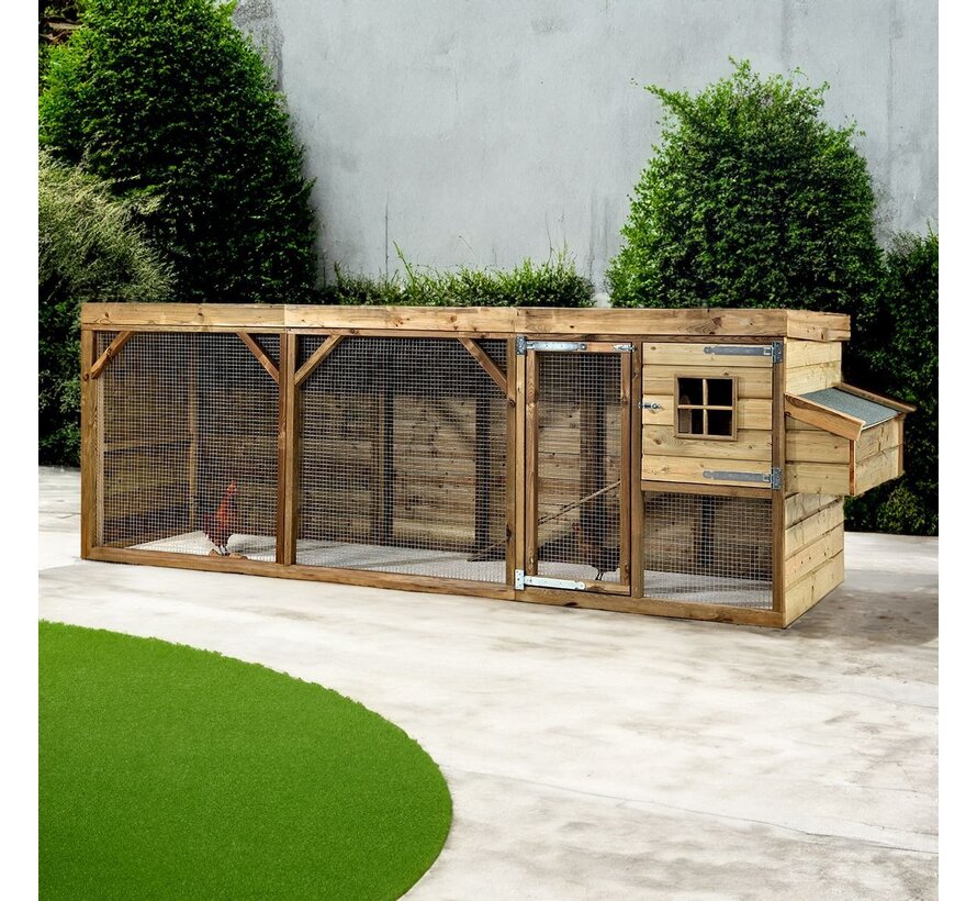 Glorenza kippenhok - Toby - 393 x 95 x 124 cm - Scharrelruimte