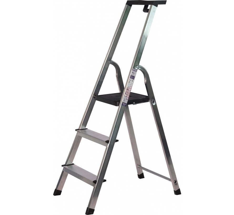 Maxall Huishoudtrap 3 treden-  Aluminium - Basic line