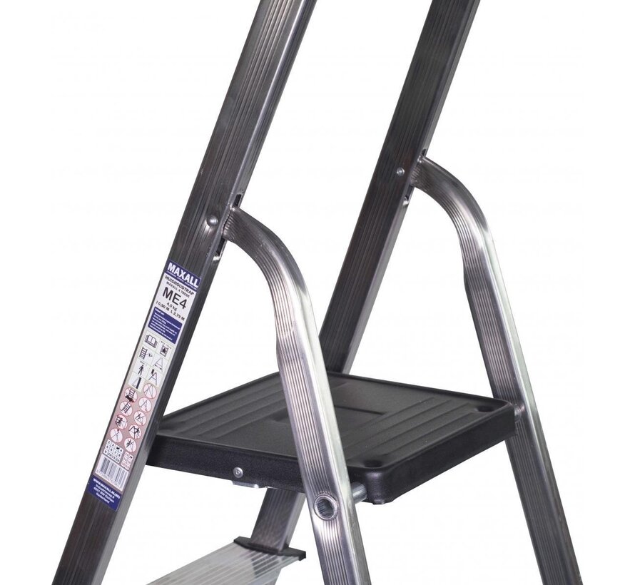 Maxall Huishoudtrap 4 treden - Aluminium - Basic line