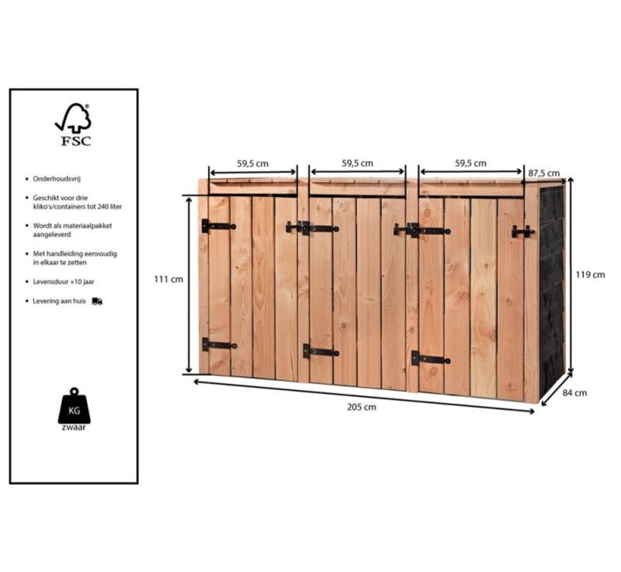 Volente - Kliko ombouw - Douglas hout - 5 maten - Zwart