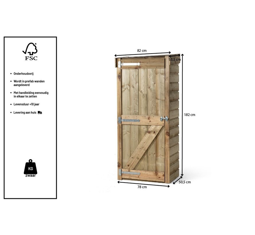 Tuinkast Ruud - Houten kast - 82 x 50,5 x 182 cm