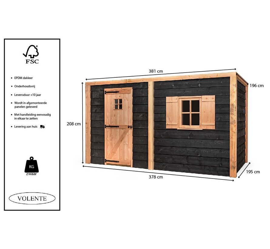 Volente Tuinberging Willem - Zwart Douglas hout - 318 x 196 x 208 cm