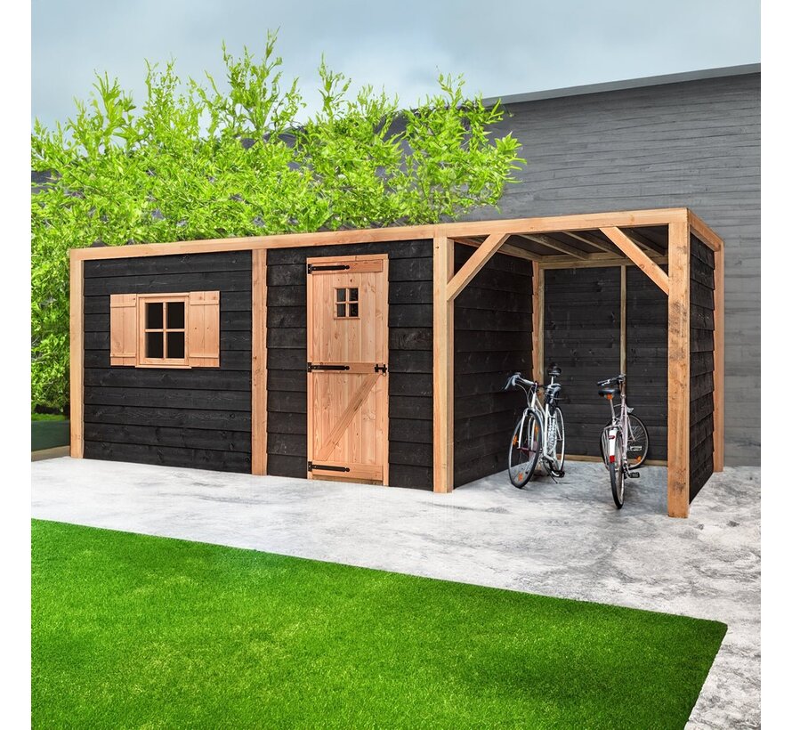 Volente Tuinberging Jan - Zwart Douglas hout met overkapping - 564 x 196 x 208 cm