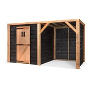 Volente Volente Moos schuur met overkapping - 381 x 196 x 208 cm - Zwart Douglashout