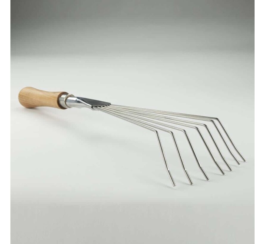 Bladhark Handmodel - Essenhout - RVS - 7 tanden