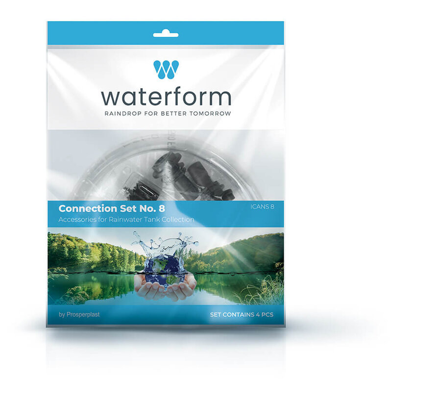 Regenton verbindingsset - Icanset 8 - Inclusief slang van 30 cm