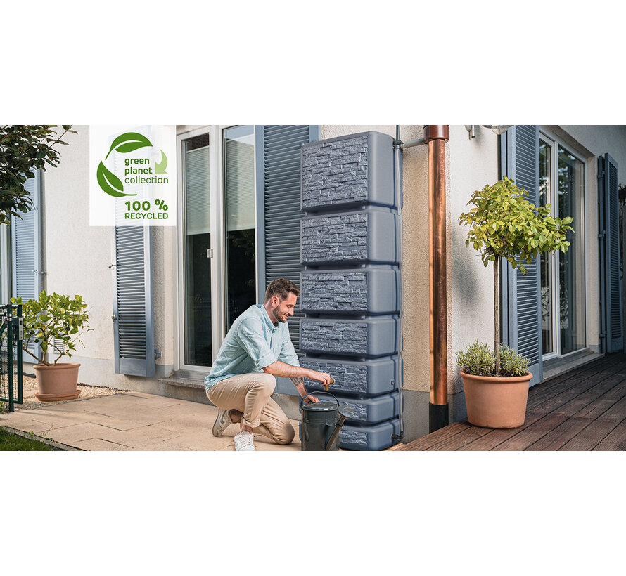 Regenton Slim - Stone Decor - 350 Liter - Antraciet