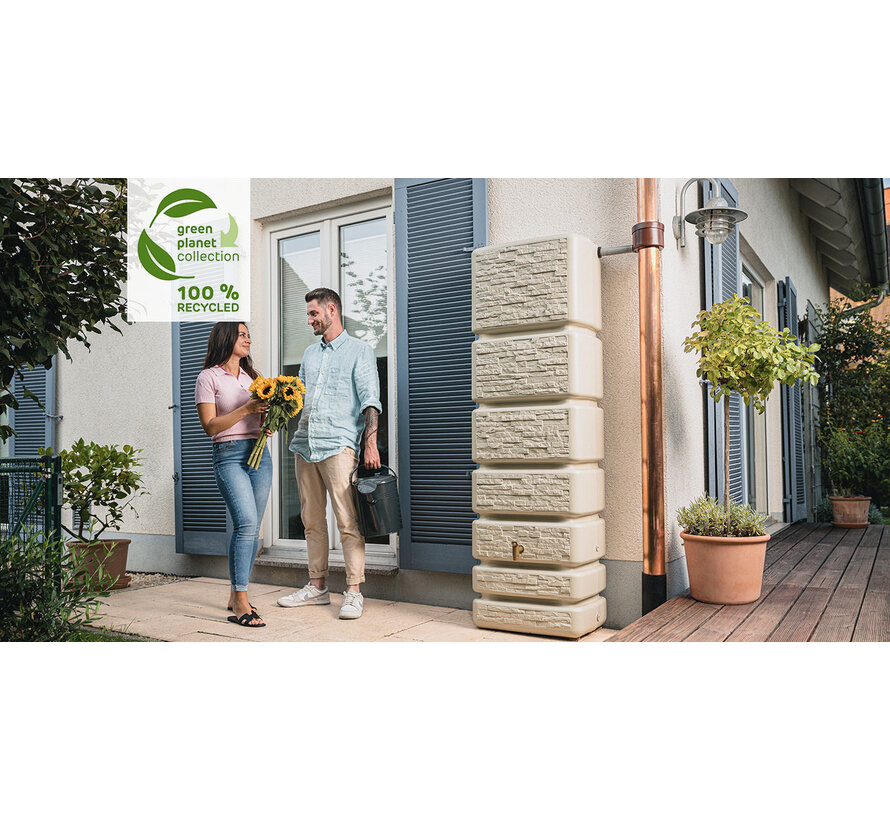 Regenton Slim - Stone Decor - 350 liter - Beige