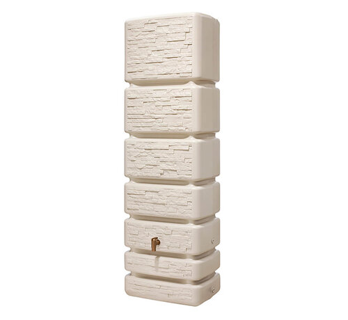 4Rain Regenton Slim - Stone Decor - 350 liter - Beige