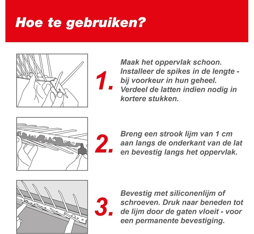 Swissinno Anti duivenpinnen - 99 cm - 3 strips van 33 cm