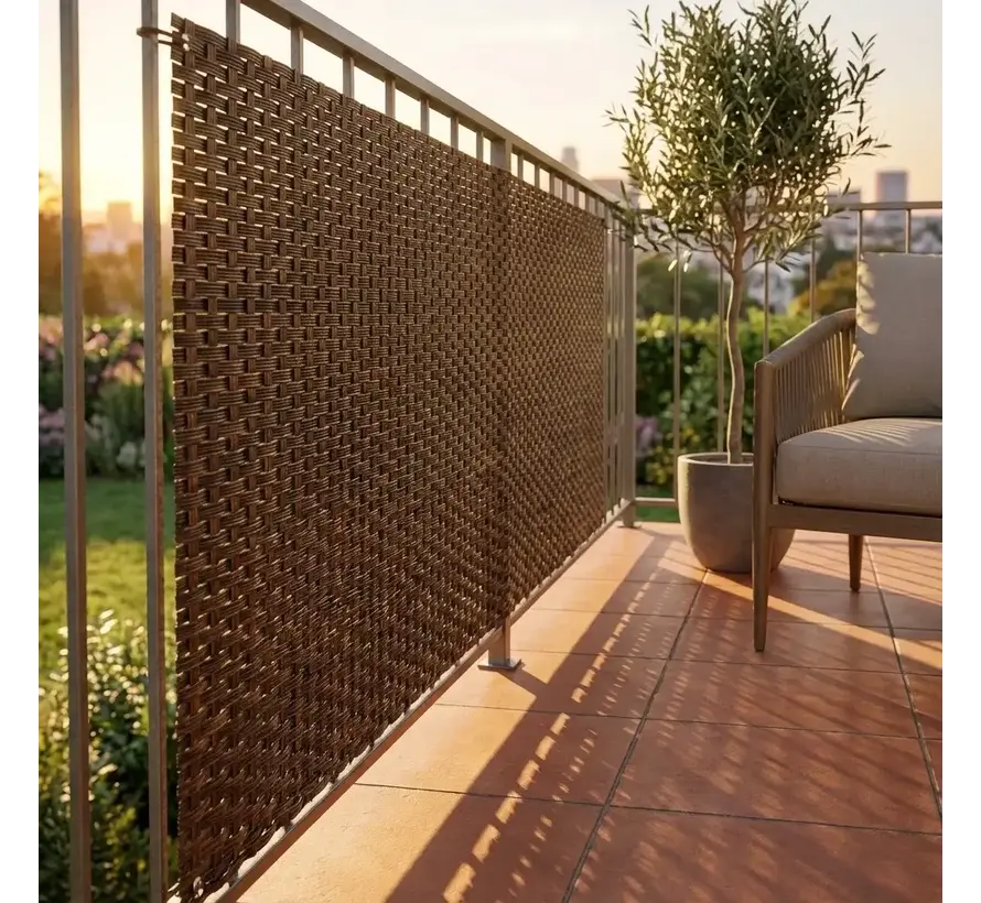 Balkonscherm Donkerbruin - 0,9 x 5 meter - PE