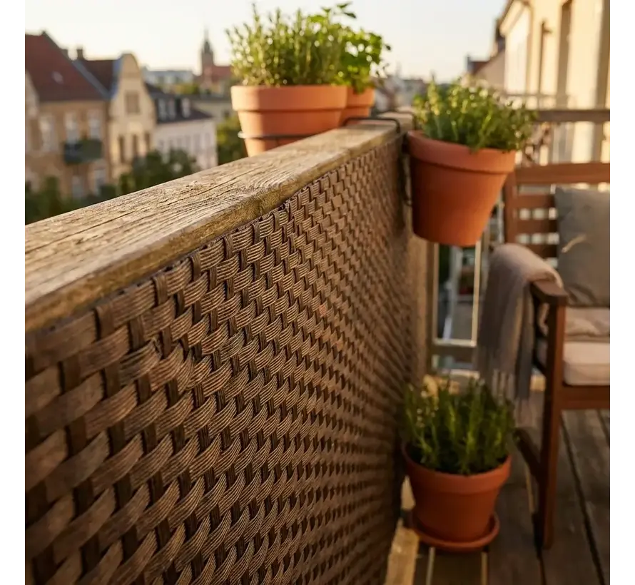 Balkonscherm Donkerbruin - 0,9 x 5 meter - PE