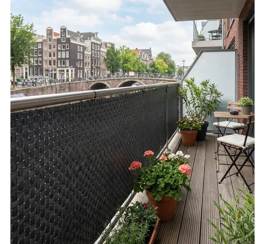 Balkonscherm Antraciet - 0,9 x 5 meter - PE